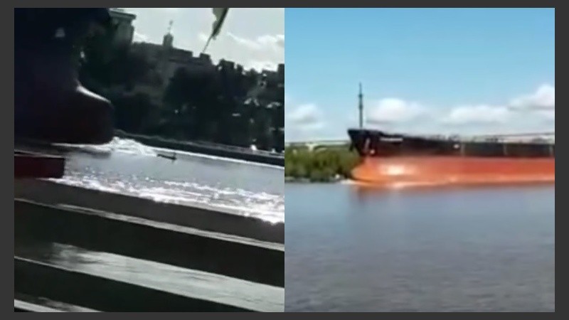 El kayak donde viajaban dos jóvenes fue impactado por el barco.