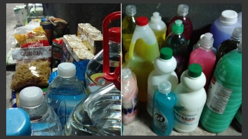 Se juntan artículos de limpieza, de higiene personal, agua y alimentos.