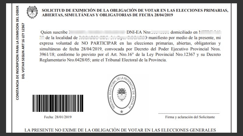 No votar en las Paso no exime de votar en las generales. 