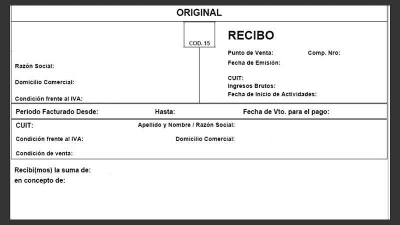 Un modelo de factura electrónica.