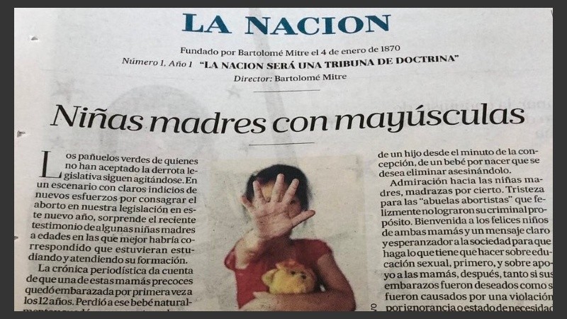 La editorial del diario La Nación fue publicada este viernes.