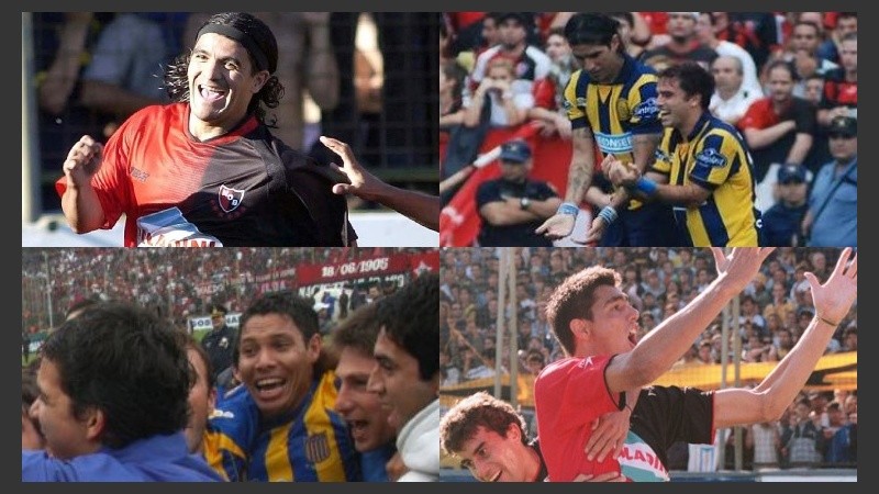 Festejos de ambos equipos en los clásicos del último tiempo en el Coloso.