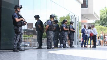 La audiencia desarrollada este lunes bajo un fuerte operativo de seguridad.