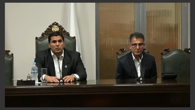 La conferencia de prensa de Robert Harrison y Juan Carlos Osorio.