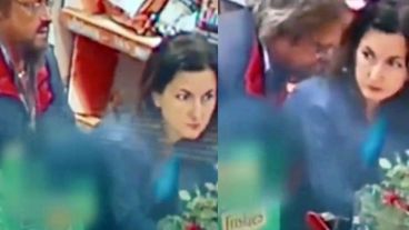 Pese a mostrar una actitud de "vigilar que nadie la viera", la pareja tuvo en cuenta las cámaras de seguridad.