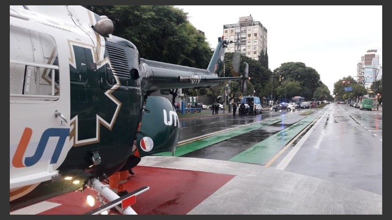 El arribo del helicóptero al Heca.