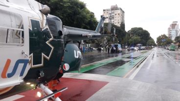 El arribo del helicóptero al Heca.