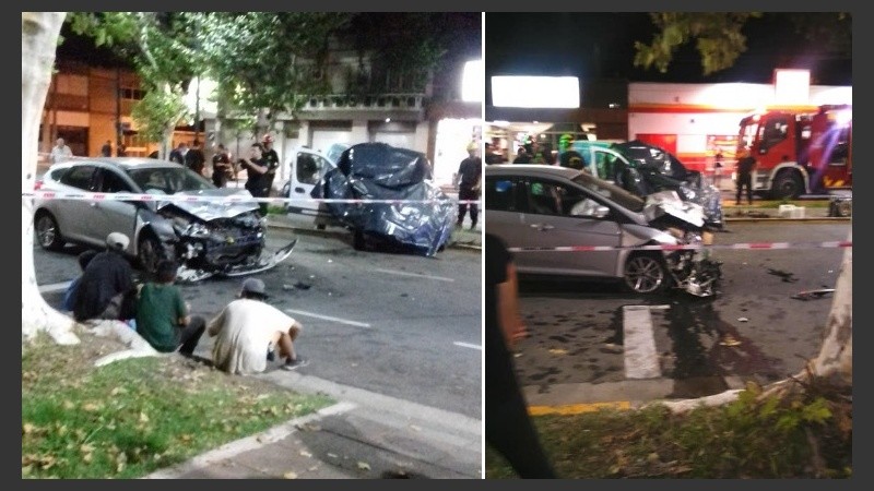 Dos imágenes del siniestro vial ocurrido a las 22.45 del miércoles.