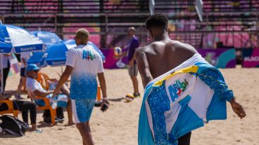 La delegación de Aruba en la práctica de este mediodía.