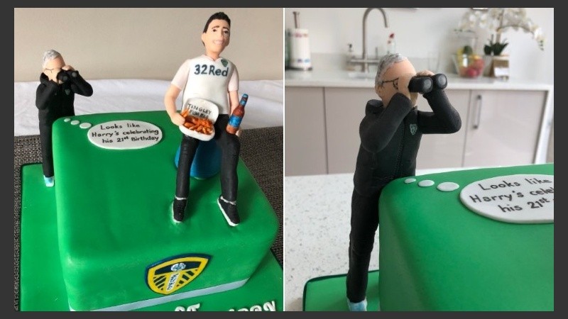La torta del fanático del Leeds para su cumpleaños. 