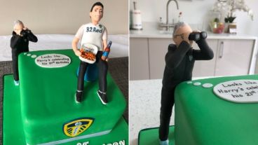 La torta del fanático del Leeds para su cumpleaños.