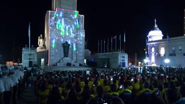 Juegos de luces en el Monumento.