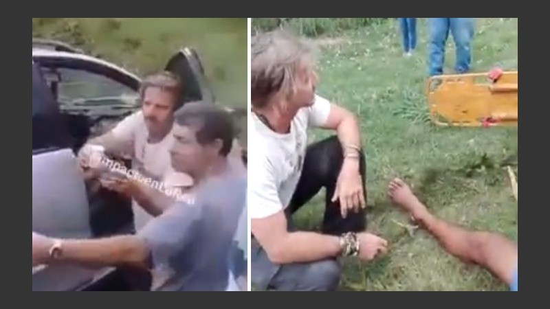 Arana bajó al zanjón donde cayó el auto y después acompañó al herido.