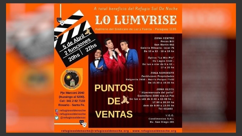 El evento a beneficio para el 5 de abril próximo. 