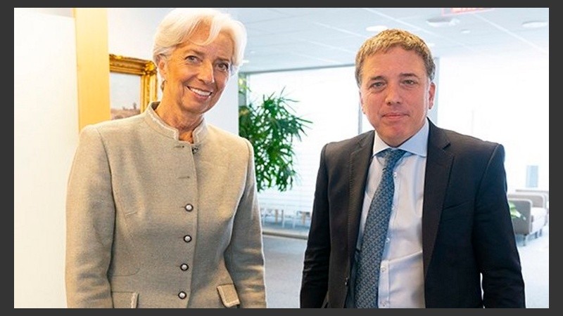 La directora Gerente del FMI, Christine Lagarde, y el ministro de Economía, Nicolás Dujovne.