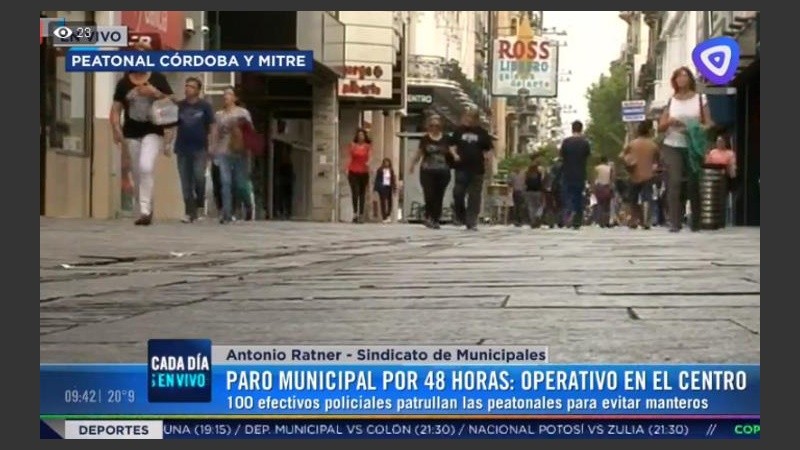 La peatonal en medio del paro municipal.