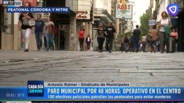 La peatonal en medio del paro municipal.