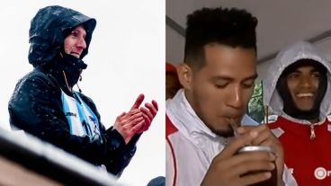 Todos abrigados en las tribunas y con el mate en la mano.