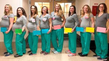 Ocho de las nueve enfermeras embarazadas.