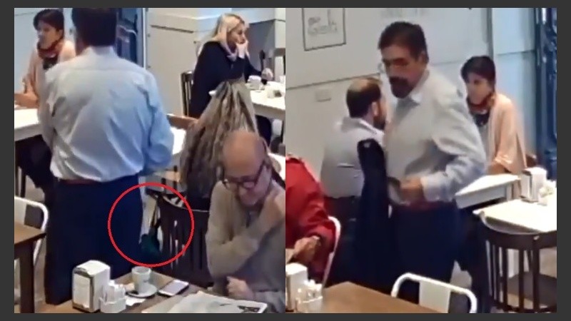 El accionar del ladrón quedó registrado en las cámaras del bar.