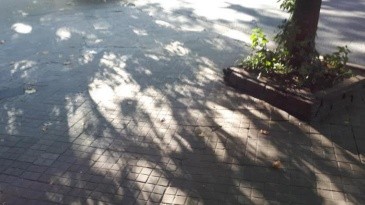 Dibujos del sol sobre una vereda de Pichincha. 