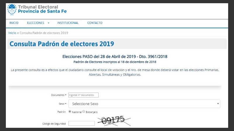 Para consultar es necesario el número de DNI.