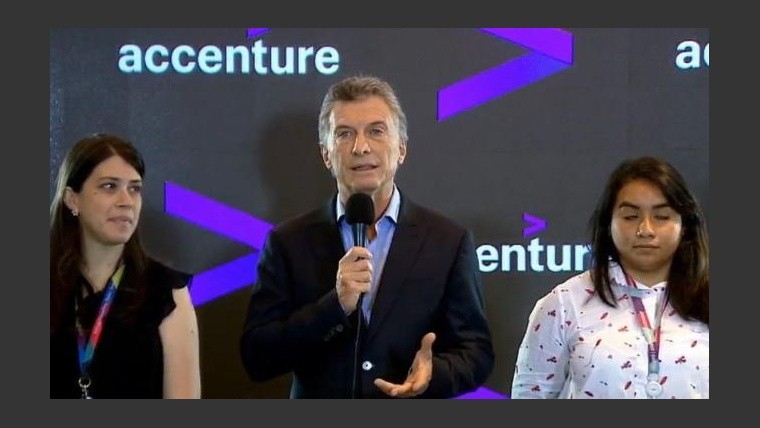 Macri habló de la inflación en la inauguración de las oficinas de Accenture en Buenos Aires.