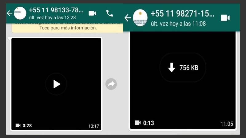 Los videos circularon por WhatsApp.
