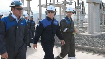 Macri durante la inauguración en Neuquén de un oleoducto.