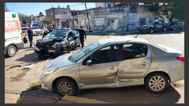 El choque de este lunes en la zona sur, con otro patrullero implicado. 