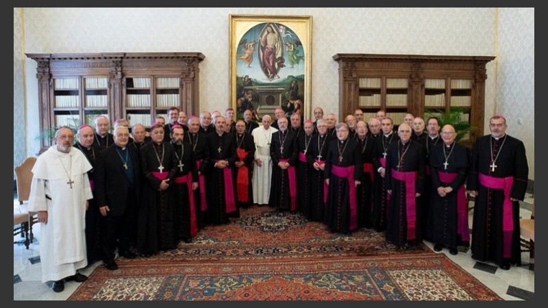 El Papa Francisco recibió a la delegación de obispos argentinos.