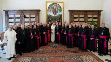 El Papa Francisco recibió a la delegación de obispos argentinos.