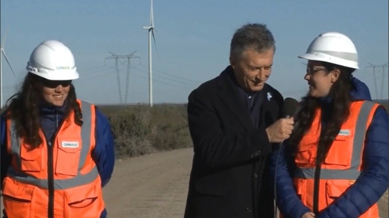 El presidente en el acto de la localidad rionegrina de Pomona.