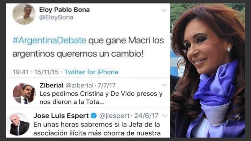 Tres de los tuits que expuso la senadora en sus redes sociales.