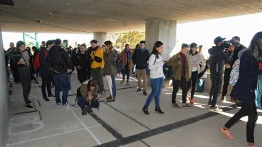 Los estudiantes, en el recorrido por Costavía.
