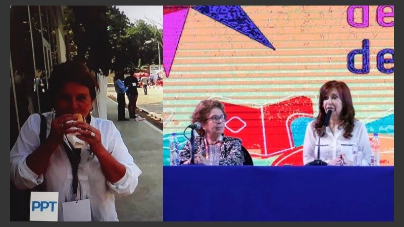 Carbano con el choripán en PPT y junto a la ex presidenta en la Feria del Libro.