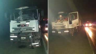 Así quedaron los camiones tras el choque.