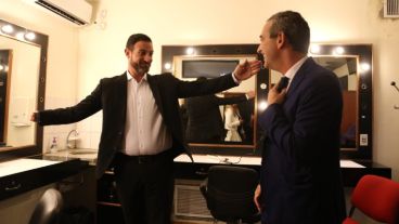 Sukerman y Javkin en la sala de maquillaje.