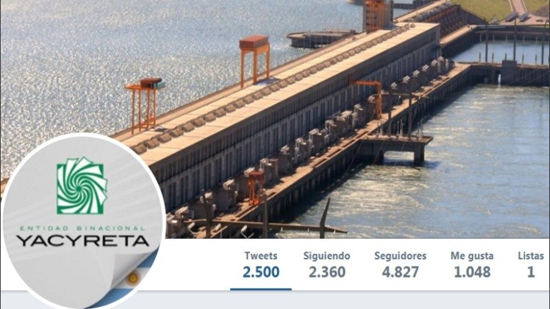 La cuenta oficial de Yaciretá donde se publicó el tuit luego eliminado.