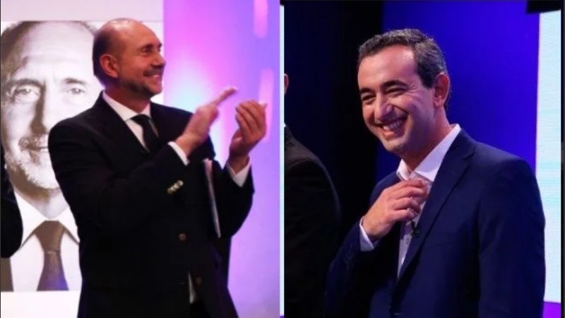 Perotti y Javkin en los debates previos a sus triunfos de este domingo.