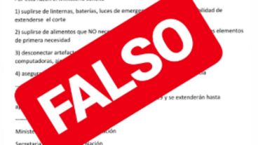 Advierten sobre falso mensaje sobre nuevo corte de luz.