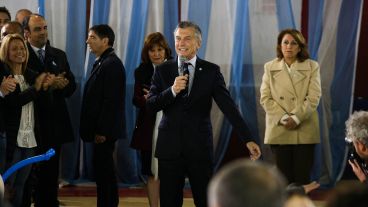 Macri junto a Mónica Fein y Patricia Bullrich.