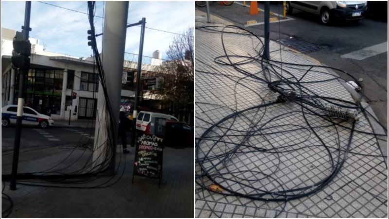 Cables caídos en Pueyrredón y San Luis. 