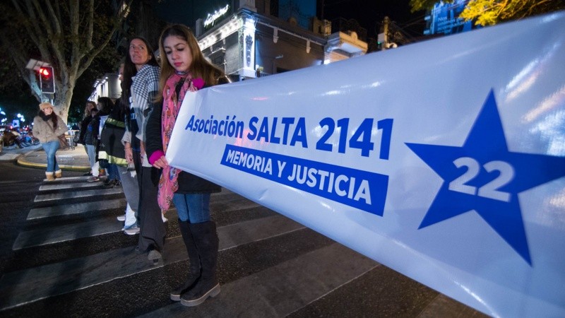 Corte de calle en Salta y Oroño mientras se desarrollaba el acto.