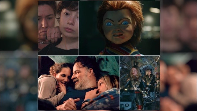 Pantalla grande con Chucky; el muñeco diabólico, Viaje al cuarto de una madre, El verdadero amor y Avengers: Endgame.
