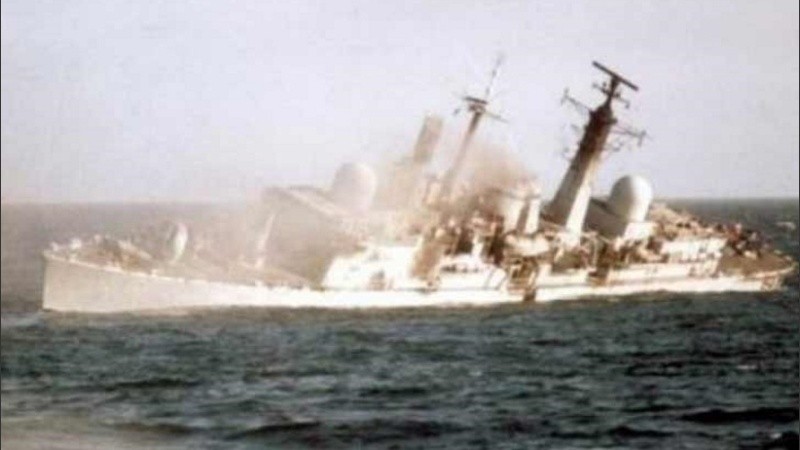 El hundimiento del Belgrano en Malvinas. 