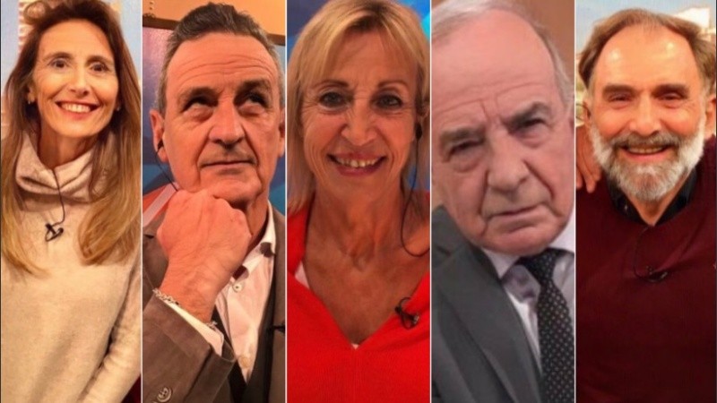 Rocío Baró, Ciro Seisas, Analía Bocassi, Sergio Roulier y Juan Manuel Fontana, según pasan los años.