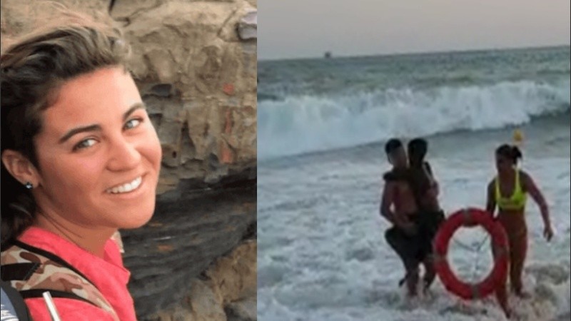 Macarena en el momento en que sacan al niño del mar. 