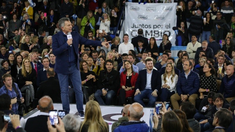 Mauricio Macri en pleno discurso este lunes en Rosario. 