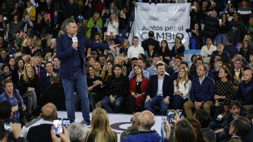 Mauricio Macri en pleno discurso este lunes en Rosario.